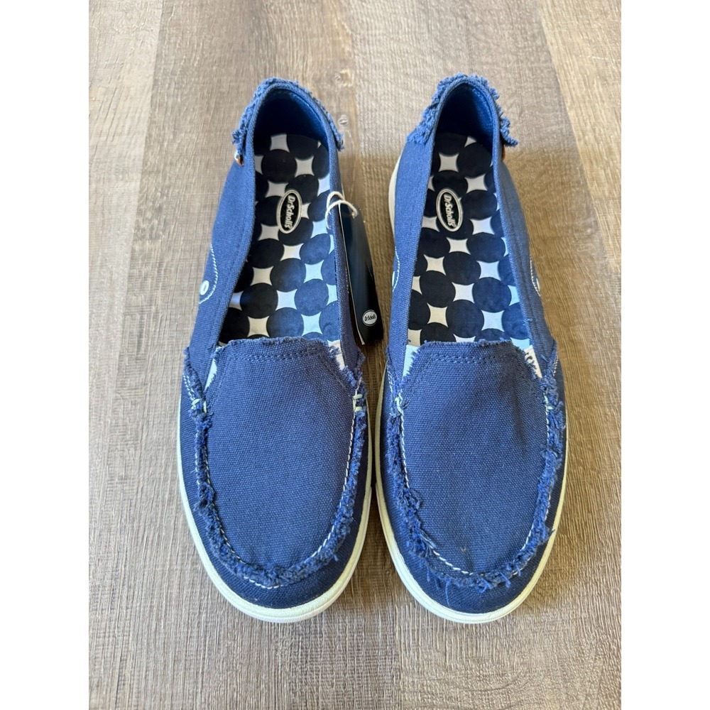 Dr. Scholl's True Lite Waverly Blue Canvas Womens 9.5M Slip‎ On Comfort Loafers
